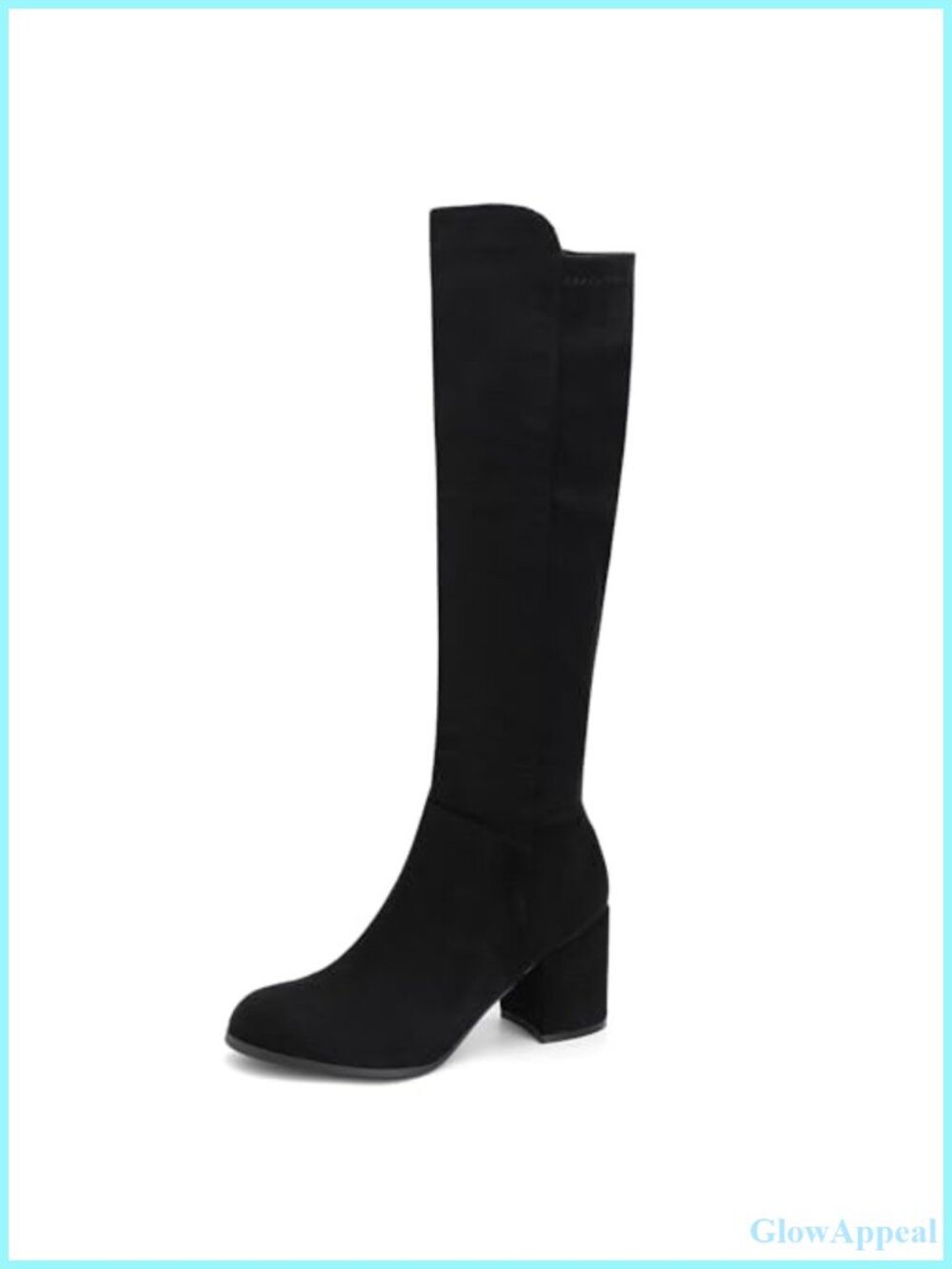 Faux Leather Knee High Boots Round Toe Block Heel